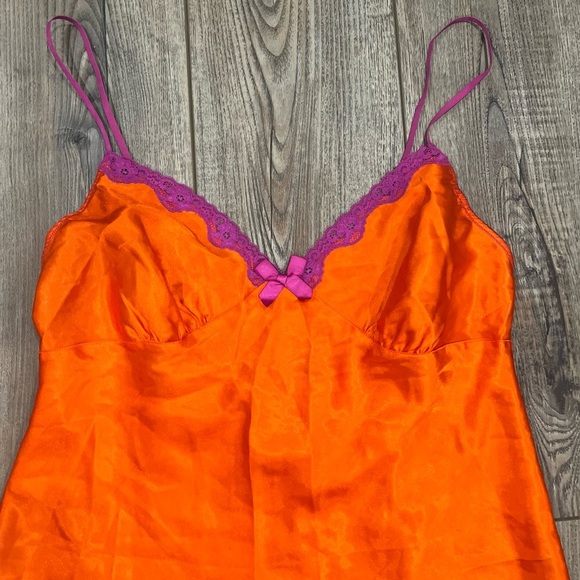 La Senza Fuchsia and Tangerine Lace Lingerie slip dress/nightgown size large - Picture 2 of 6